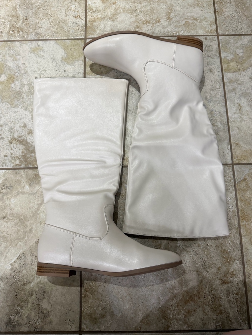 JustFab White Slouch Knee-High Boots